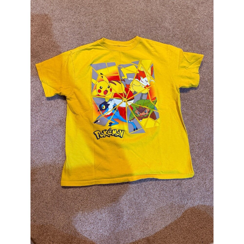 Youth Boys Small Yellow Pokémon T-Shirt W/ Colorful Graphics Like New